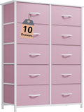 DWVO 10 Drawer Dresser Fabric Storage Tower - Tall Pink Organizer