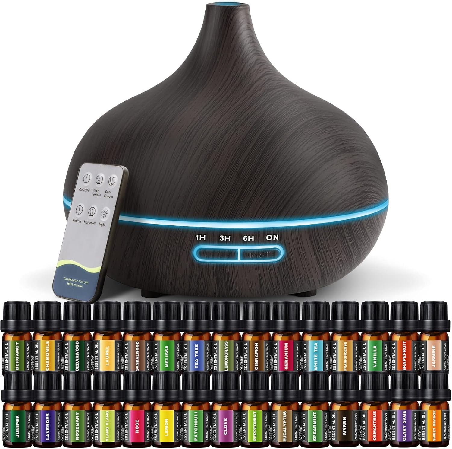 550ML Aromatherapy Diffuser Set - Remote Control, Auto Shut-Off