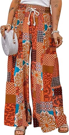 Happy Sailed Womens Boho Print Palazzo Pants for Comfort and Style