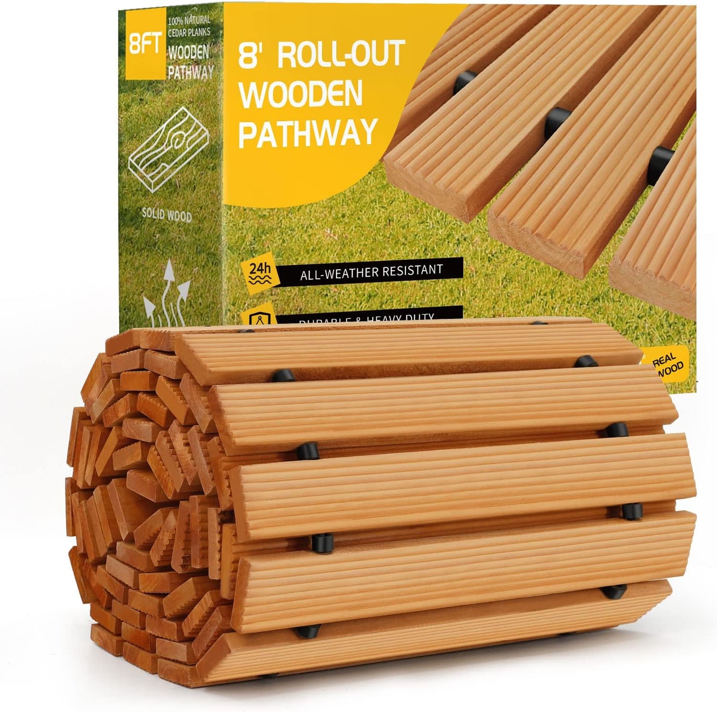 8FT Wooden Garden Pathway for Outdoor Patios and Events