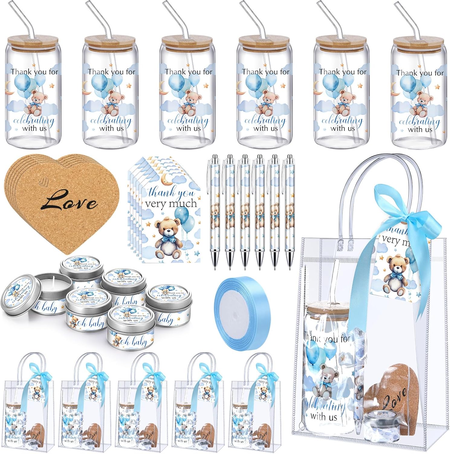 6 Sets Bear Baby Shower Prizes for Game Players and Guests