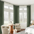 105 in Olive Green Pleated Ceiling Track Curtains for Living Room