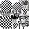 452 Pcs Checkered Flag Party Supplies for 50 Guests - Race Car Party