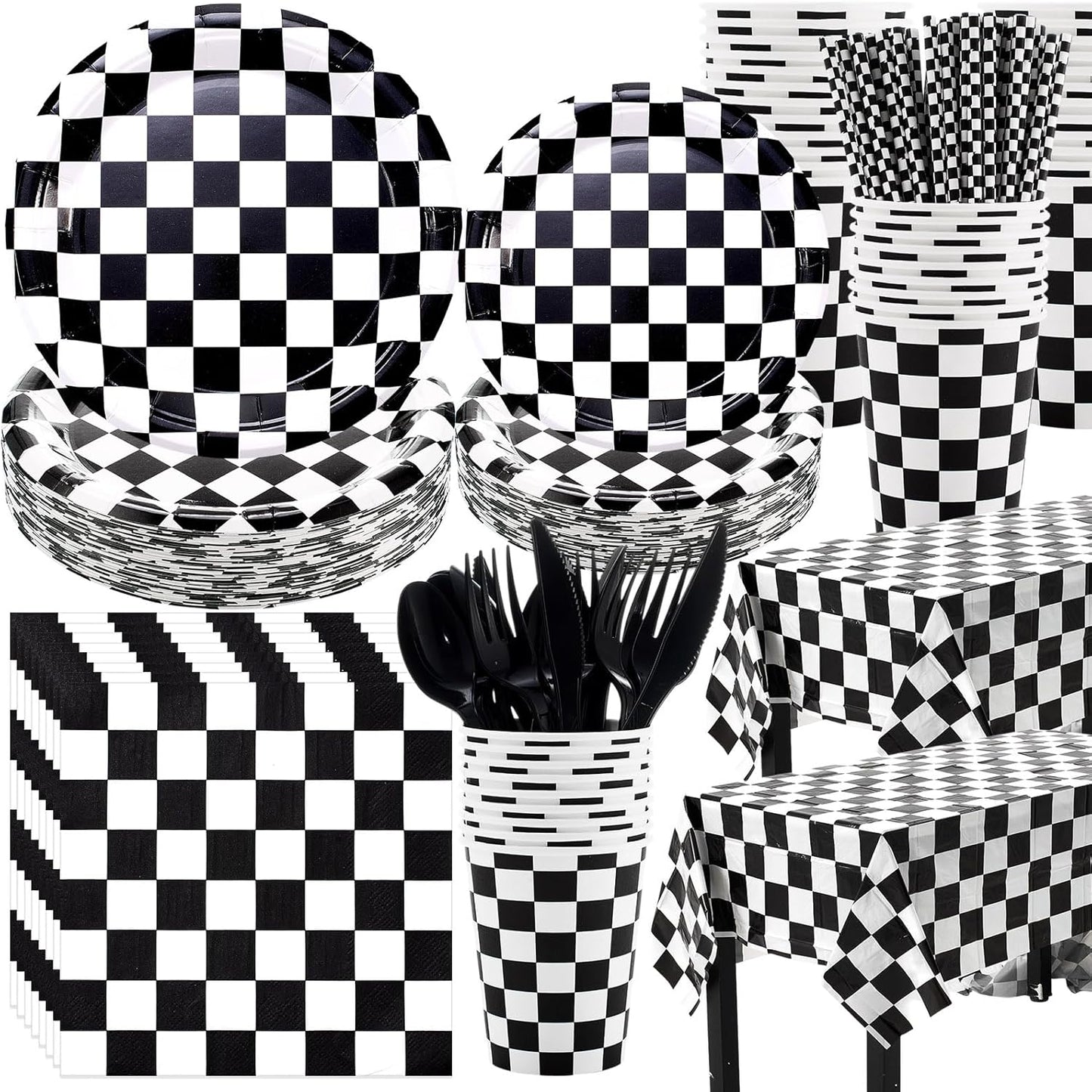 452 Pcs Checkered Flag Party Supplies for Race Car Events