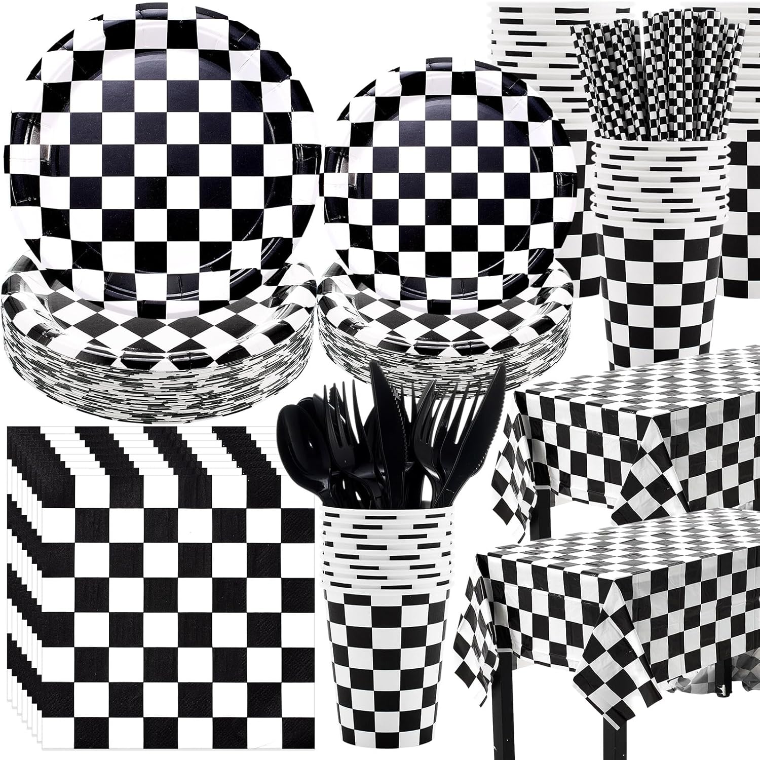 452 Pcs Checkered Flag Party Supplies for Race Car Events