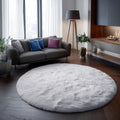White Round Rug 6Ft Washable Fluffy Circle Rug for Bedroom