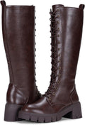 Vepose Women's Knee High Combat Boots Chunky Platform Heel Knee-High