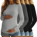 4 Pack Womens Maternity Ribbed Knit Long Sleeve Tops - Comfortable are