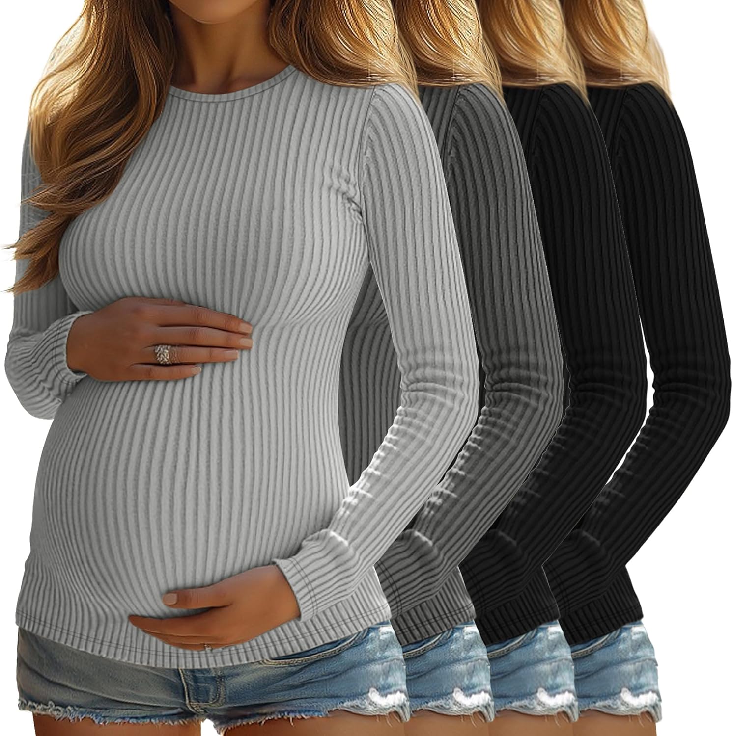 4 Pack Womens Maternity Shirts for Comfort and Style