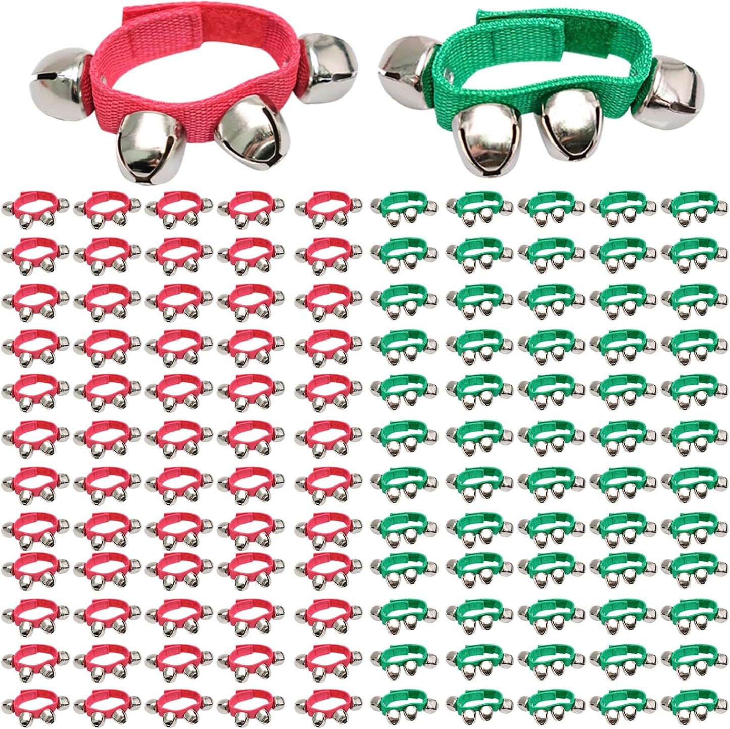 100 Pcs Christmas Wrist Band Jingle Bells for Festive Fun