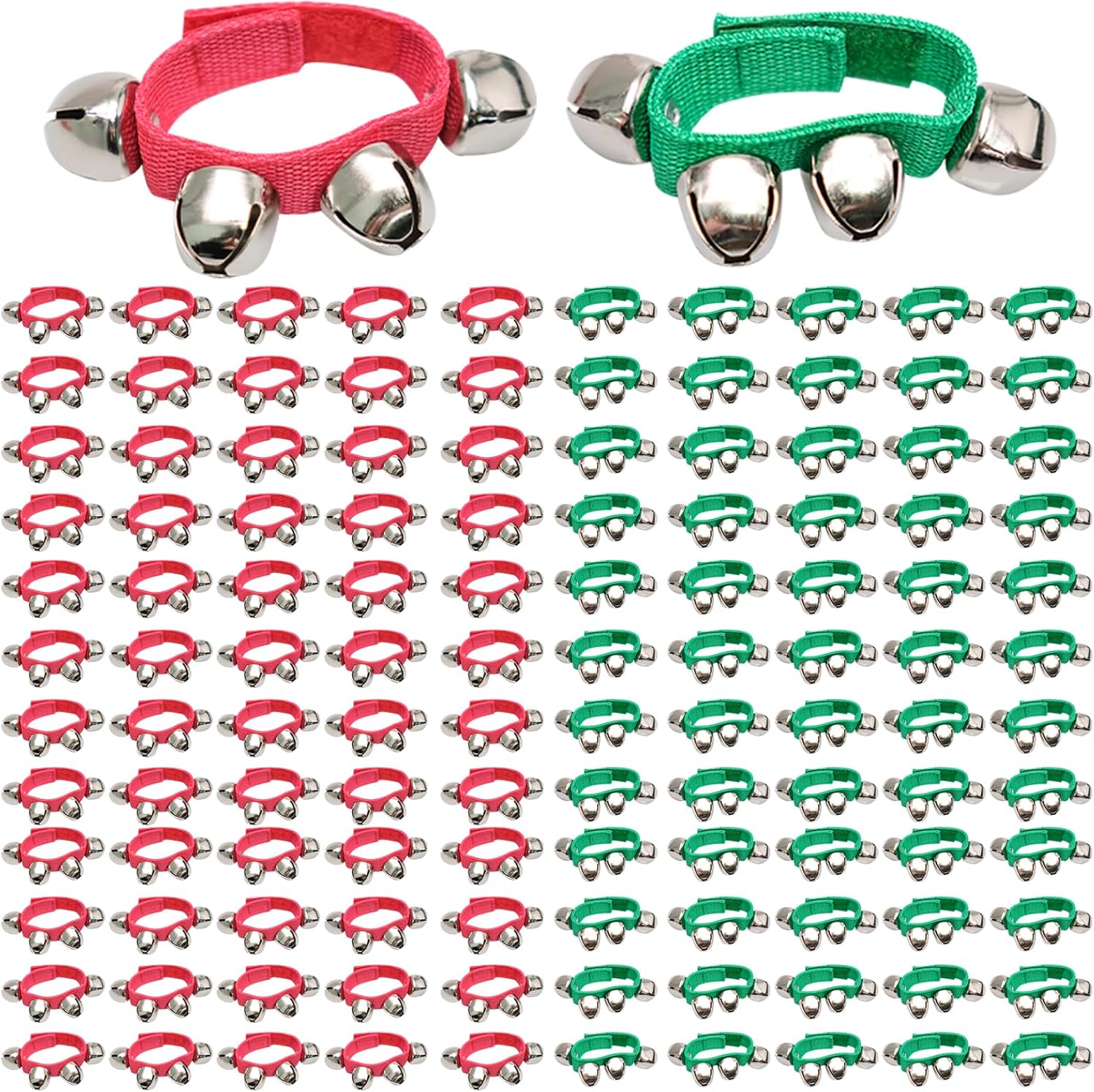 100 Pcs Christmas Wrist Band Jingle Bells for Festive Fun