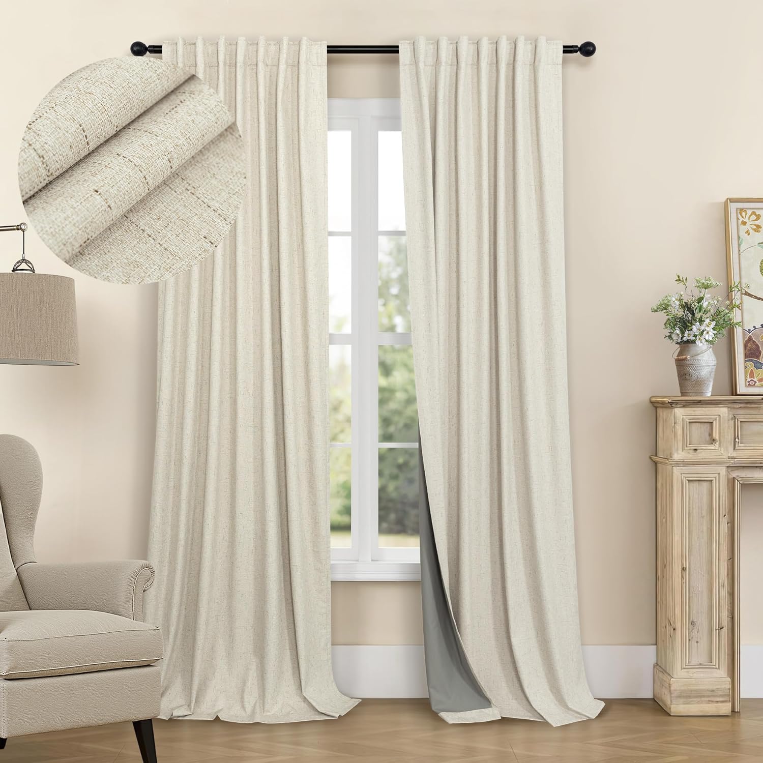 92 Inch Curtains Set for Living Room - Blackout Thermal Insulating