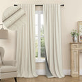 Burlap Colored Blackout Curtain 84 in Length 2 Panel - Total Room
