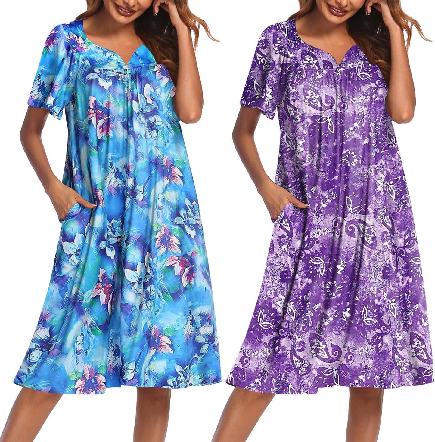 Ekouaer House Dresses for Women with Pockets - Floral Mumu
