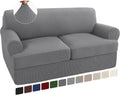T Cushion Loveseat Slipcovers for 2 Cushion Sofa - Stretch Fit Dove
