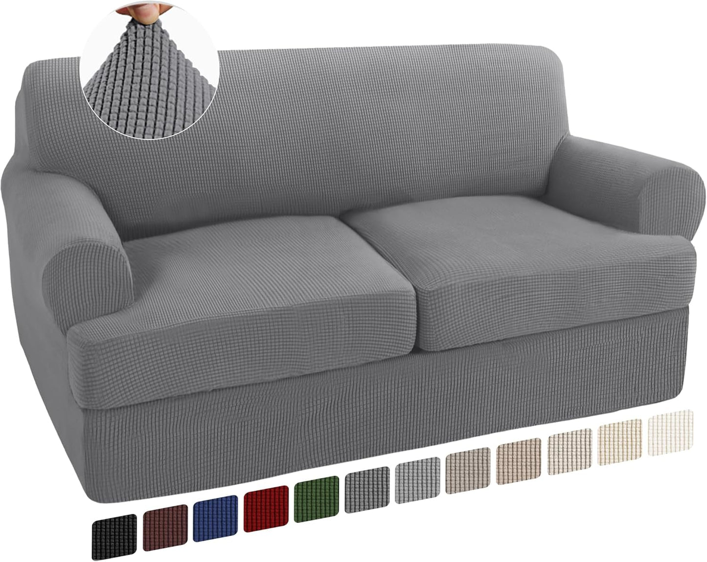 Turquoize 3 Piece T Cushion Loveseat Slipcovers for 2 Cushion