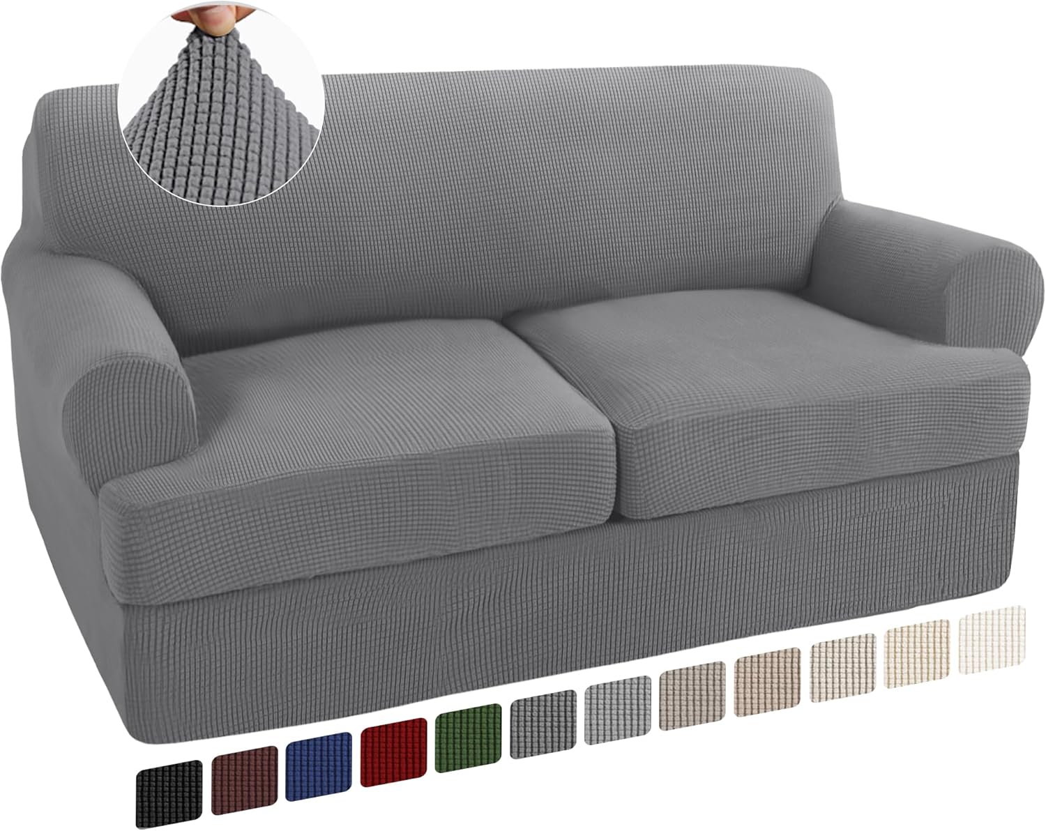 Turquoize 3 Piece T Cushion Loveseat Slipcovers for 2 Cushion