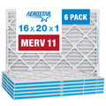 Aerostar 16x20x1 MERV 11 Pleated Air Filters - 6 Pack