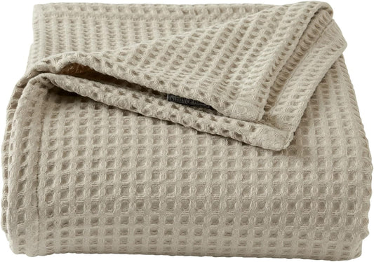 100% Cotton Waffle Weave Bed Blanket for All-Season Comfort