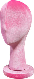 Female Head Mannequin in Pink Velvet for Displaying Accessories