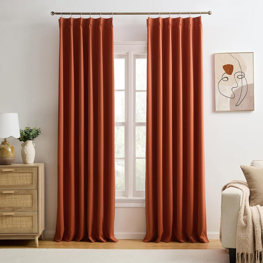 Extra Long Pleated Curtains 108 Inches for Rustic Decor