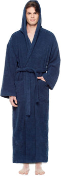 Arus Men's Hooded Classic Bathrobe Turkish Cotton Robe - Soft Clothing