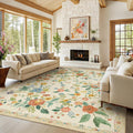 Amada 8x10 Area Rug - Low-Profile Washable Boho Floral Rug
