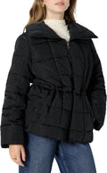 Women's Oversized-Fit Square Quilted Puffer Jacket with Adjustable was