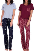 Womens Pajama Set 2 Pack - Super-Soft Short & Long Sleeve PJs