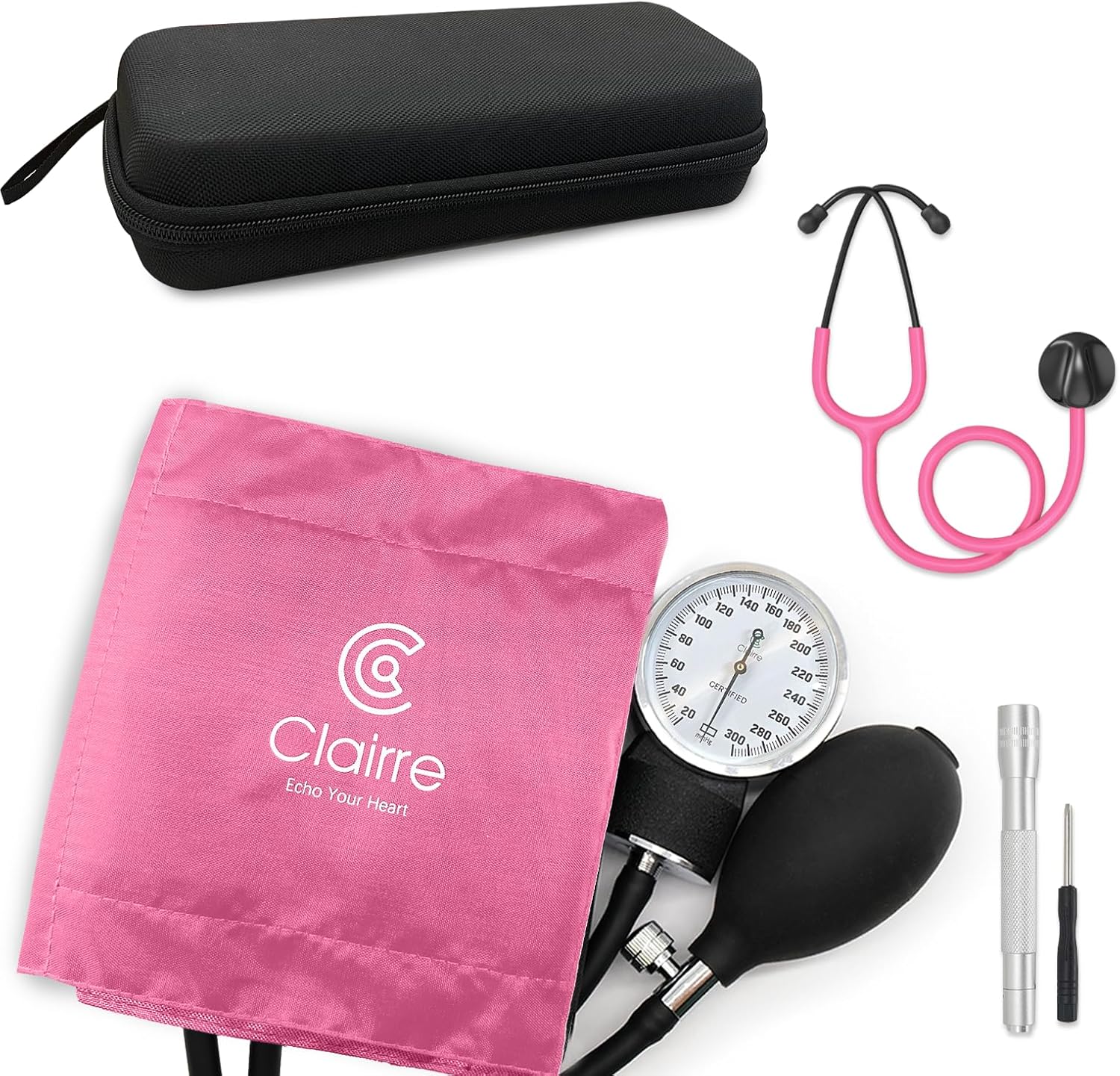 Premium Blood Pressure Cuff Set with Stethoscope & Penlight