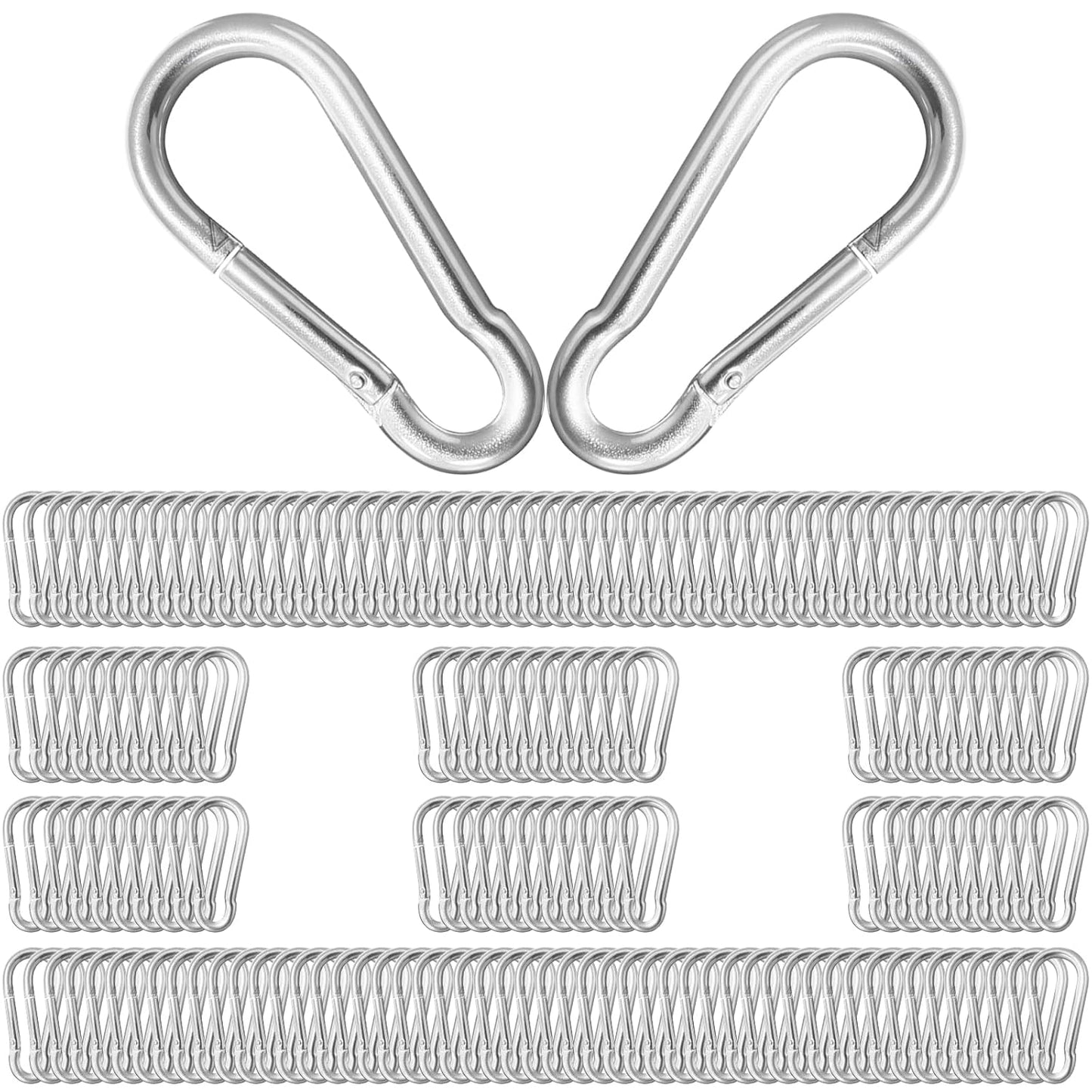 200Pcs 2.36in Heavy Duty Snap Hook Carabiners for Outdoor Gear