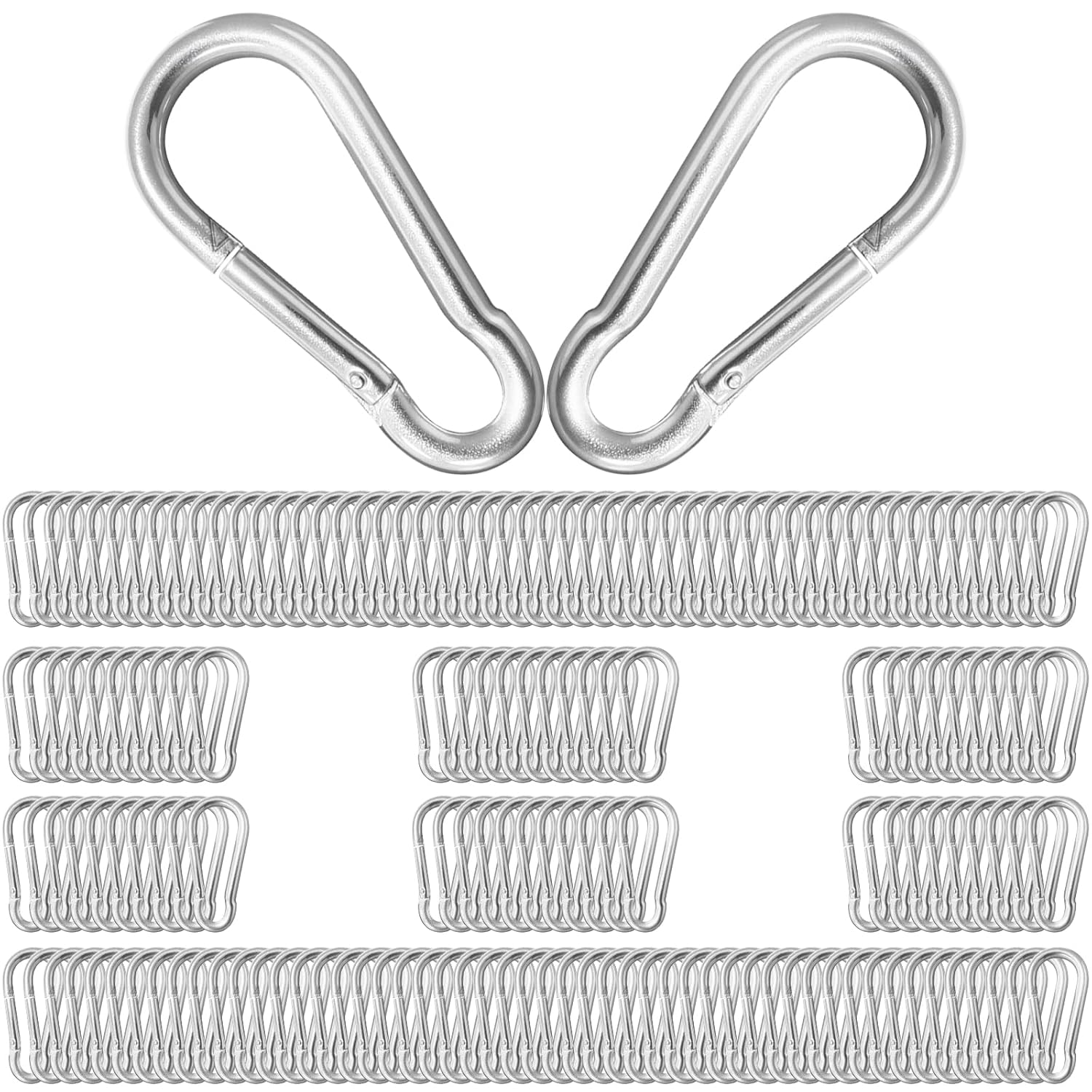 200Pcs 2.36in Heavy Duty Snap Hook Carabiners for Outdoor Gear