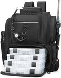 Fishing Backpack Tackle Bag with Tackle Boxes - Durable, Waterproof