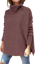 Women Oversized Turtleneck Batwing Sleeve Tunic Sweater - Cozy Fit low