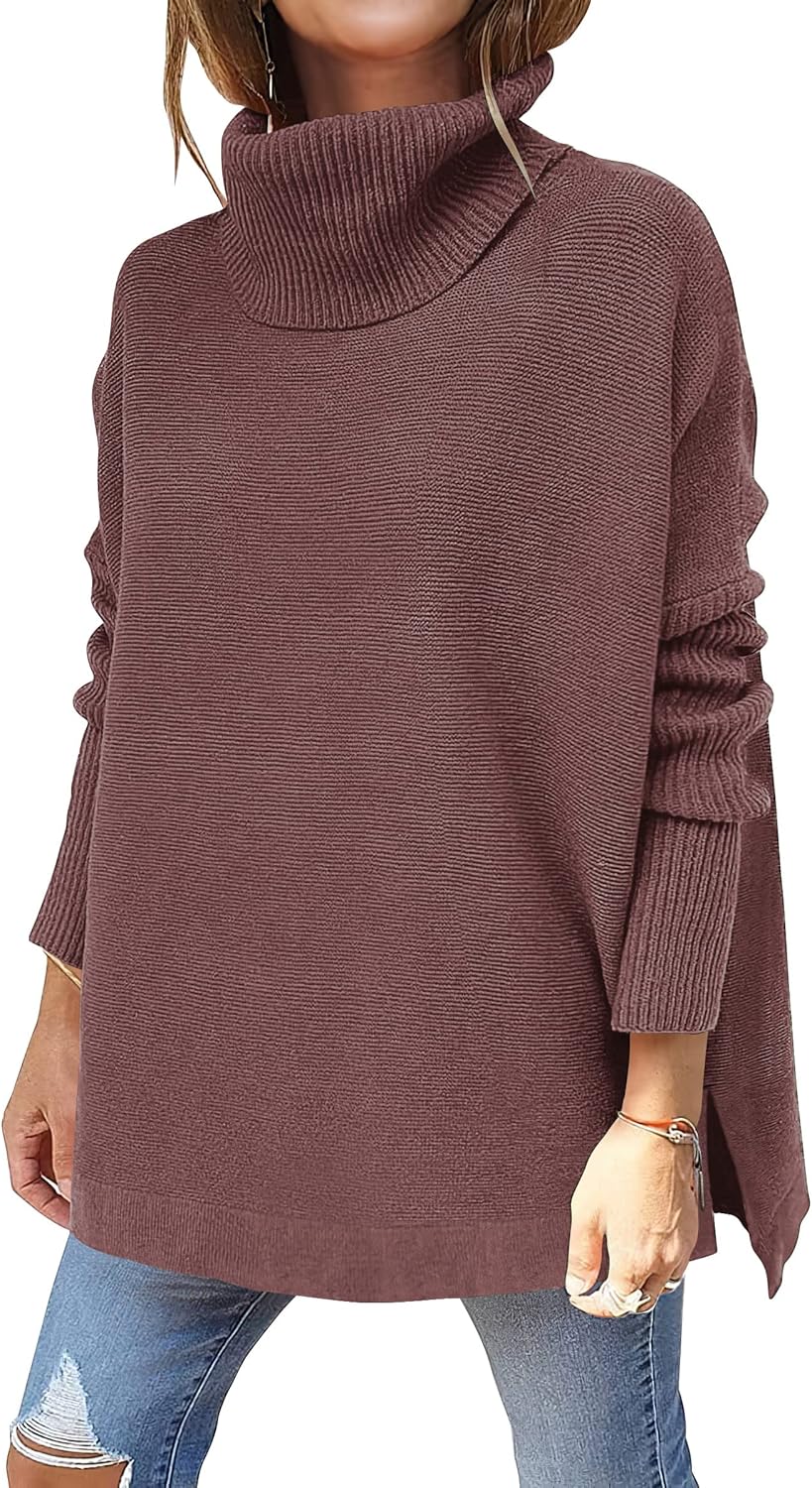 Oversized Turtleneck Batwing Sleeve Sweater for Fall Fashion