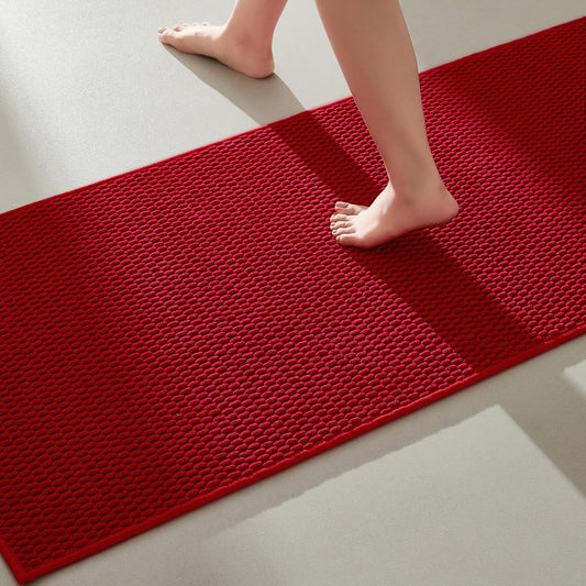 Bathroom Runner Rug, Non Slip Quick Dry Low Pile 24 x 60 Red