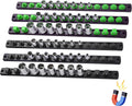 6-Piece Magnetic Socket Organizer with 80 Clips - Heavy Duty Rail