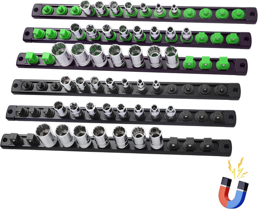 6-Piece Magnetic Socket Organizer for Heavy Duty Tool Storage