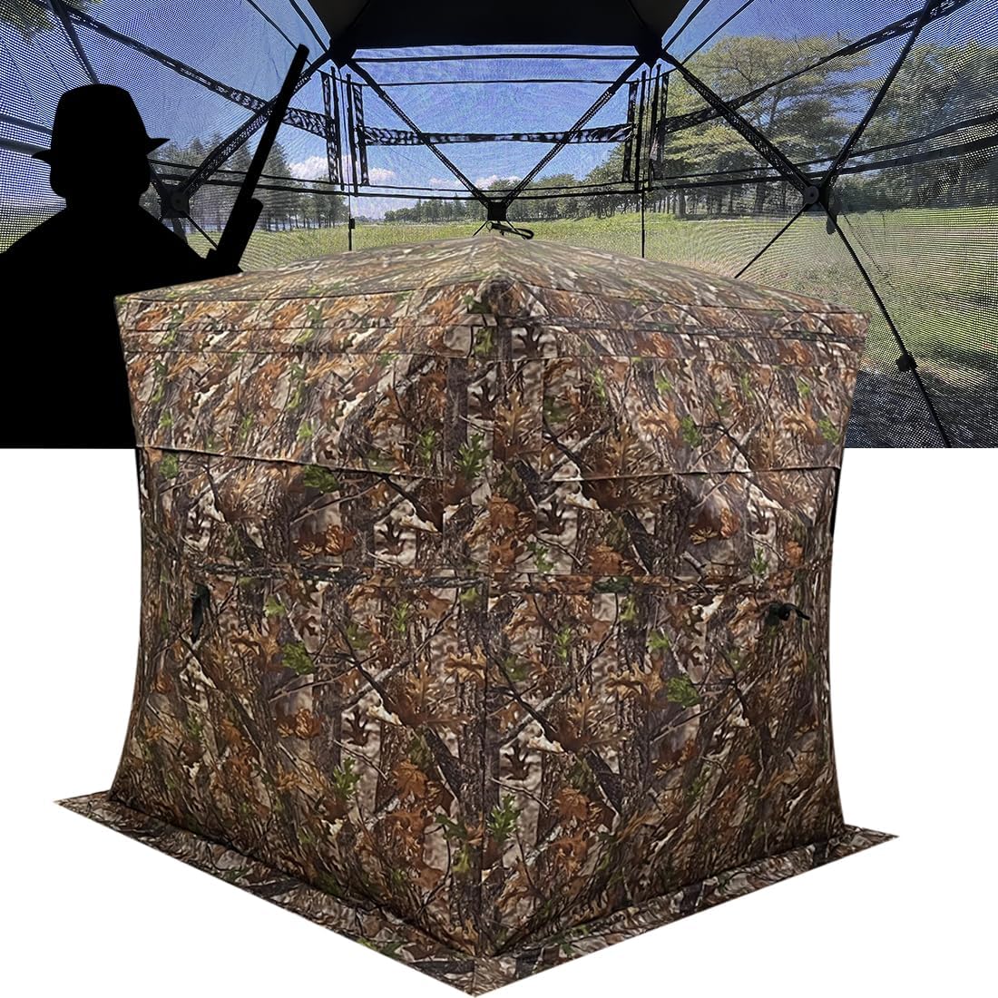 Portable 270 Degree See Through Hunting Blind for 2-4 People