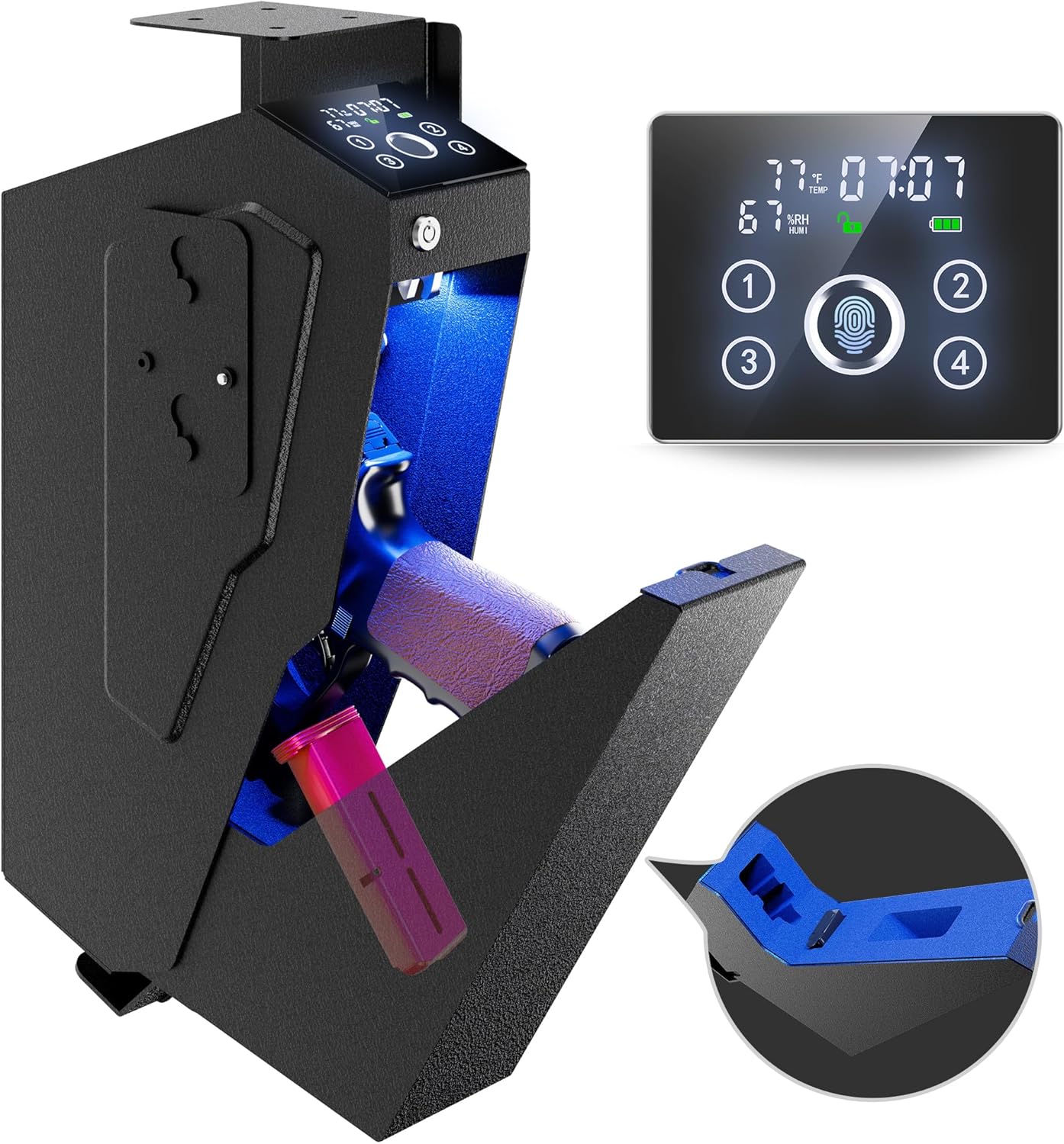 Quick Access Biometric Bedside Gun Safe for Handgun Storage