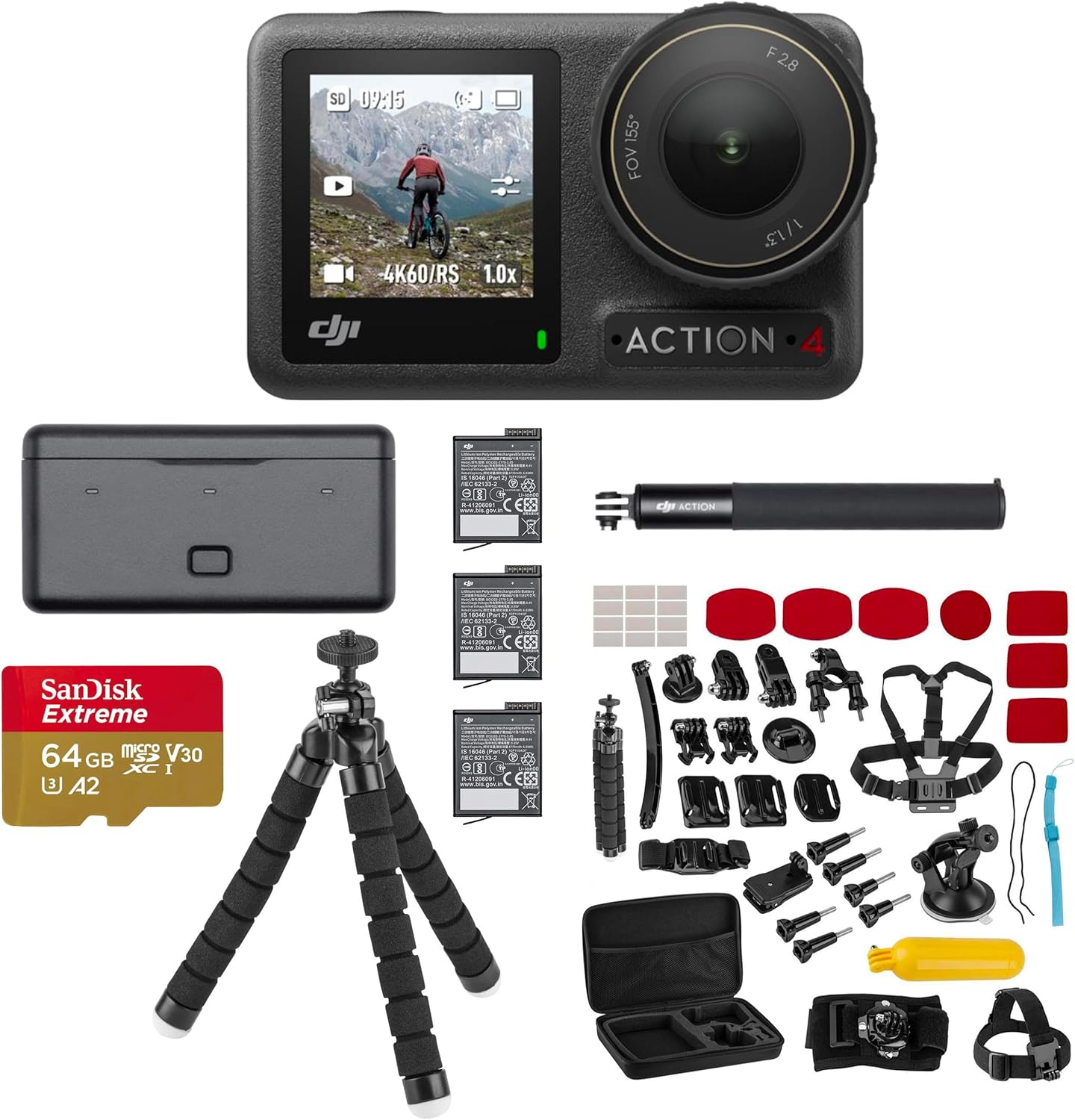 DJI Osmo Action 4 Camera Bundle with Extreme Battery and More