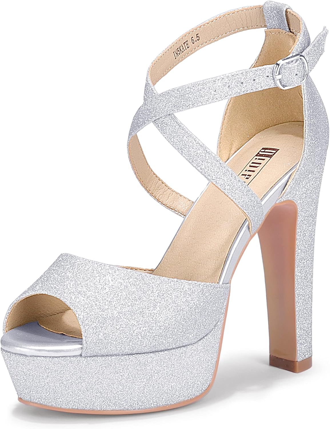 IDIFU Women's Platform Chunky High Heels Dress Sandals for Brides