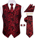 Mens Victorian Vest Tie Set Silk Paisley Suit Vests for Style