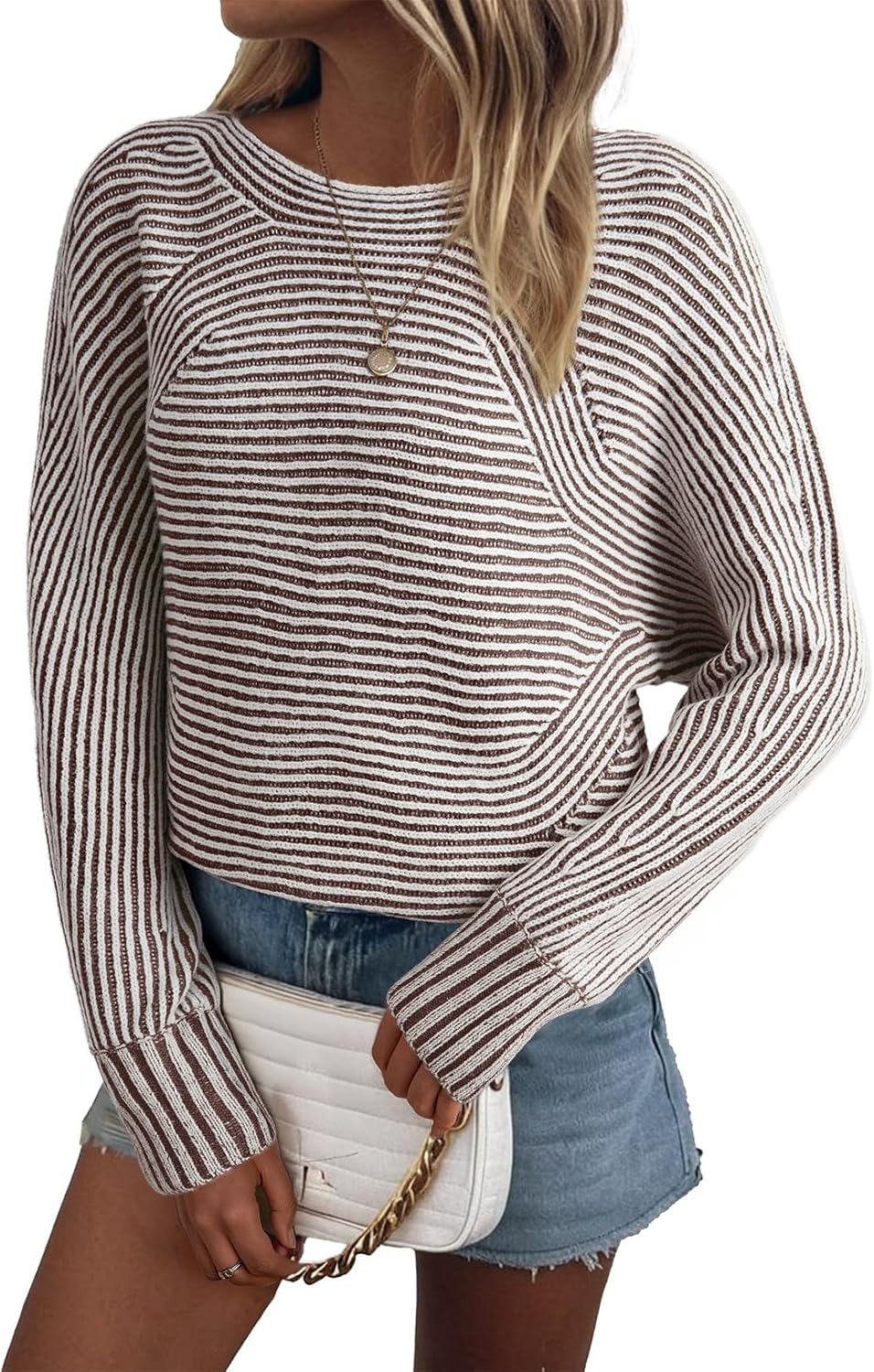 EVALESS Striped Sweaters for Women Oversized Pullover Style
