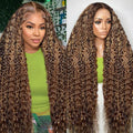 30 Inch Honey Blonde Deep Wave Lace Front Wigs for Women