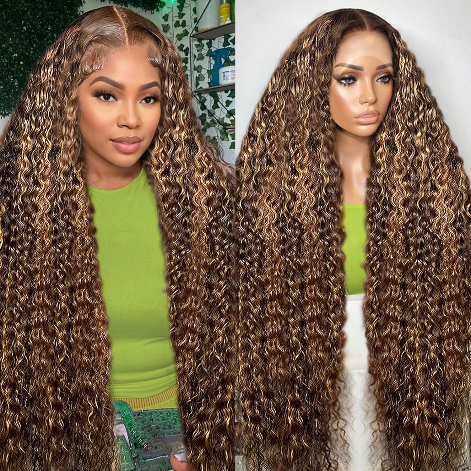 30 Inch Honey Blonde Deep Wave Lace Front Wigs for Women