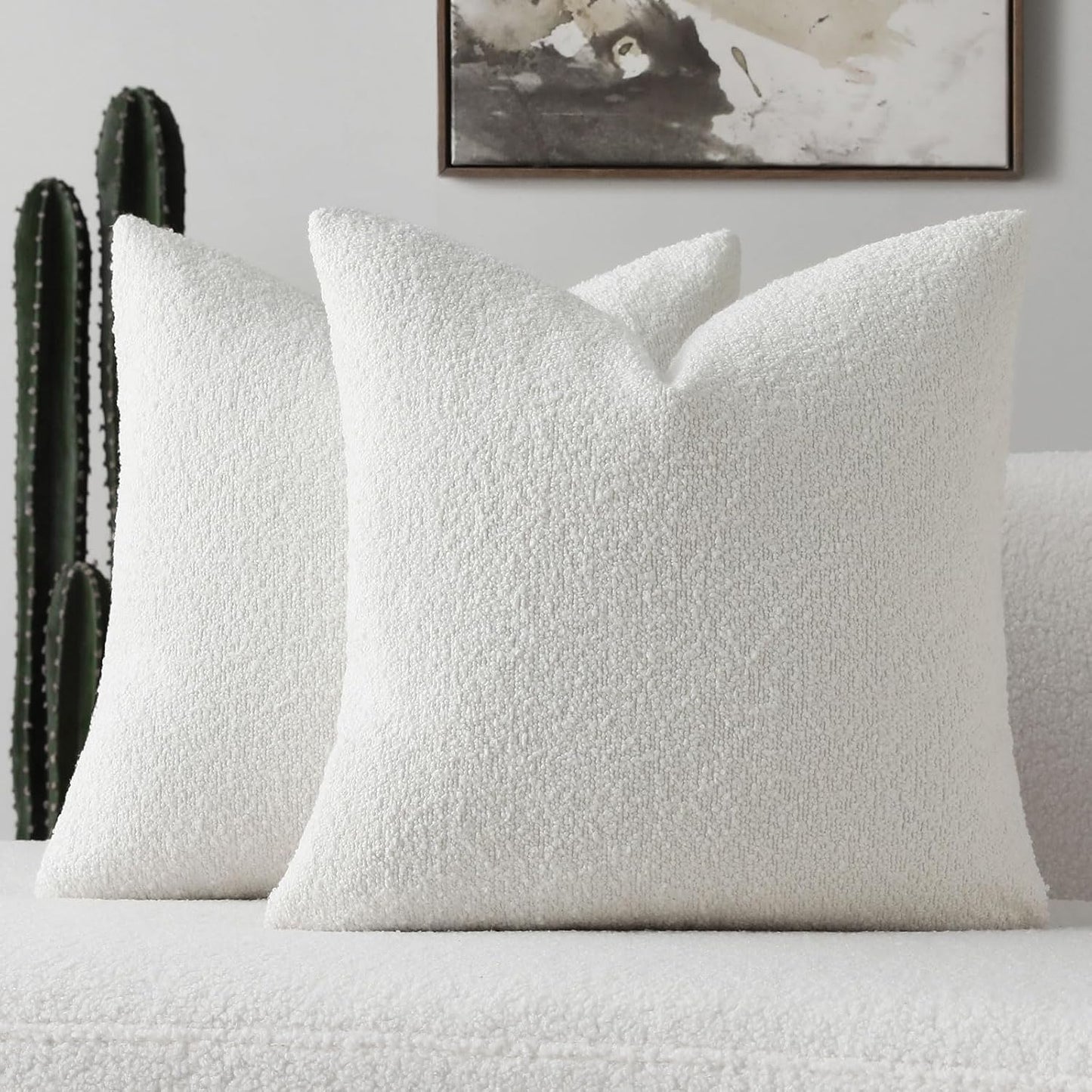 FUTEI Pack of 2 White Decorative Throw Pillow Covers 22x22