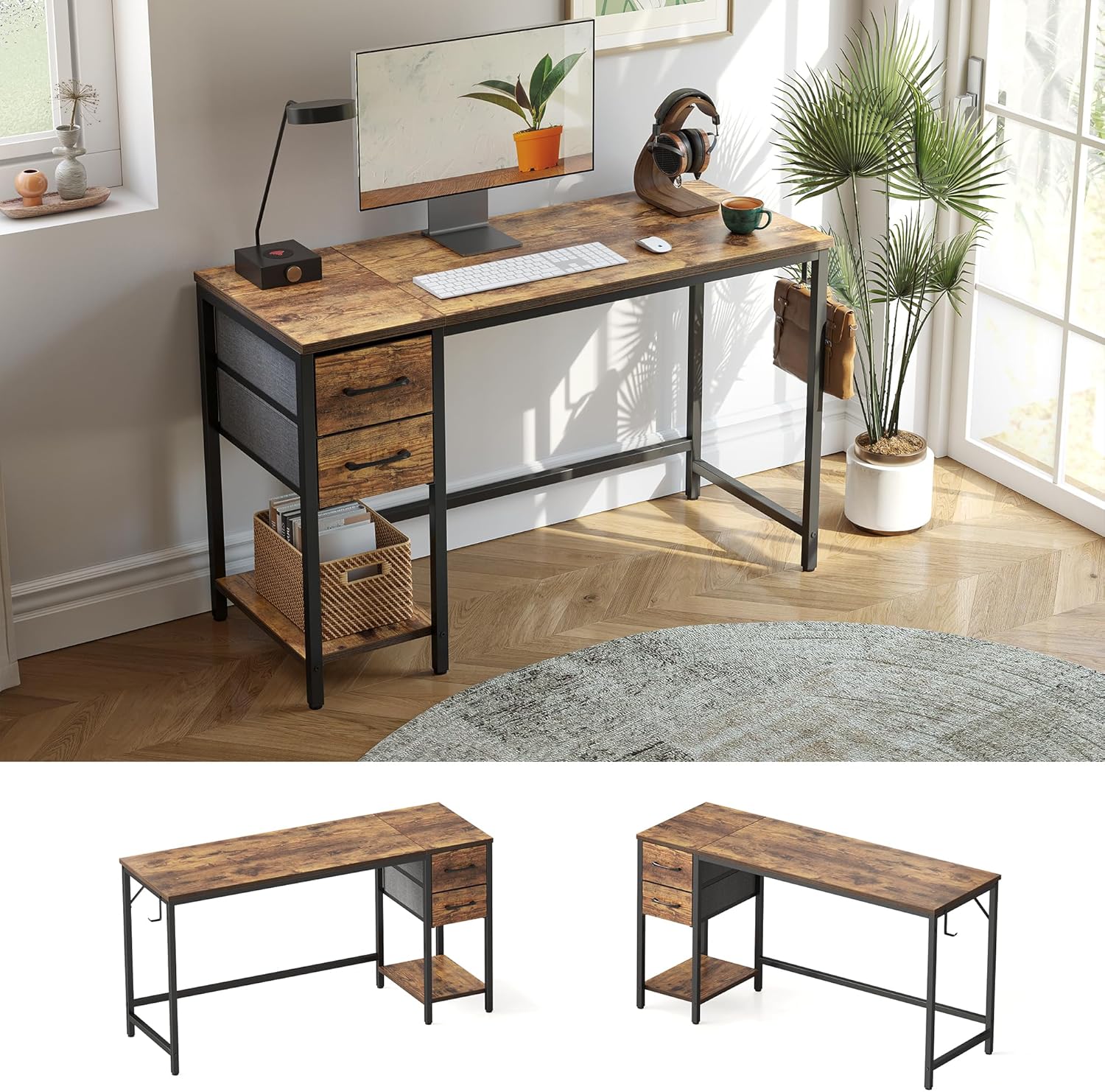 CubiCubi Computer Desk with 2 Drawers for Home Office Use