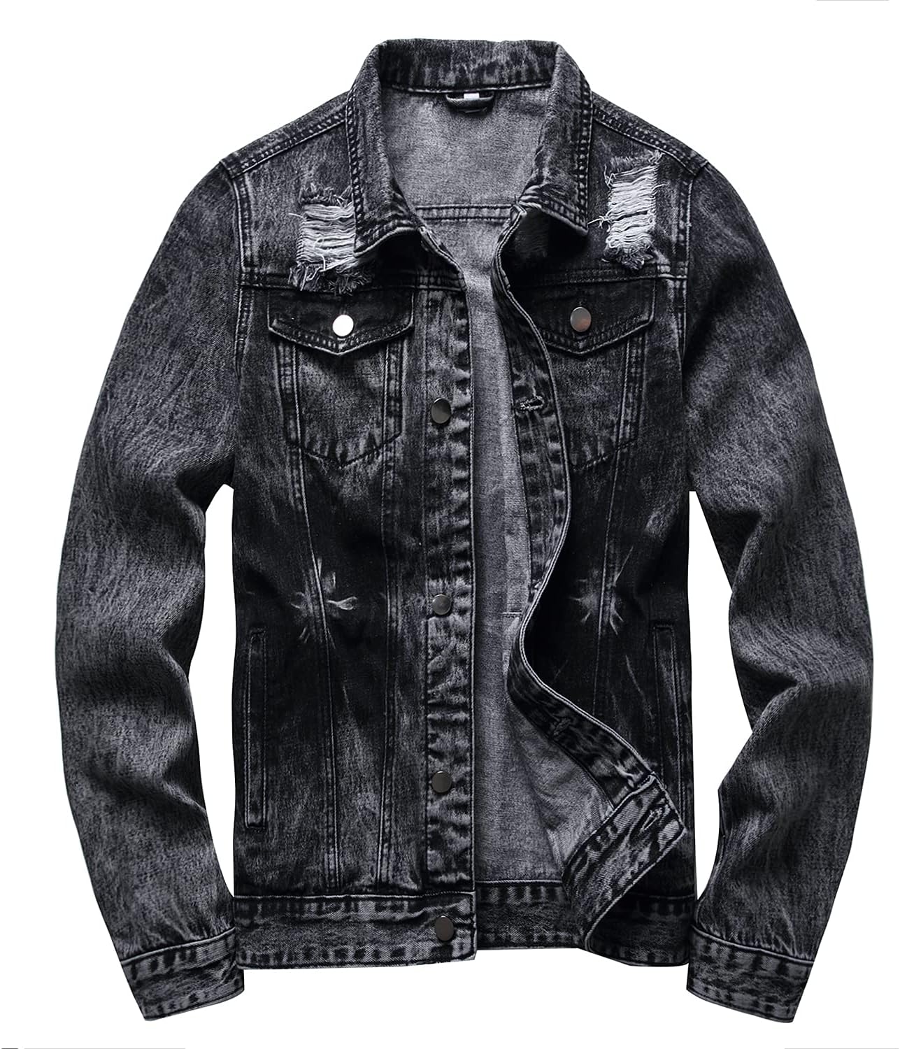 RANMCC Jean Jacket for Men Slim Fit Ripped Denim Coat Review