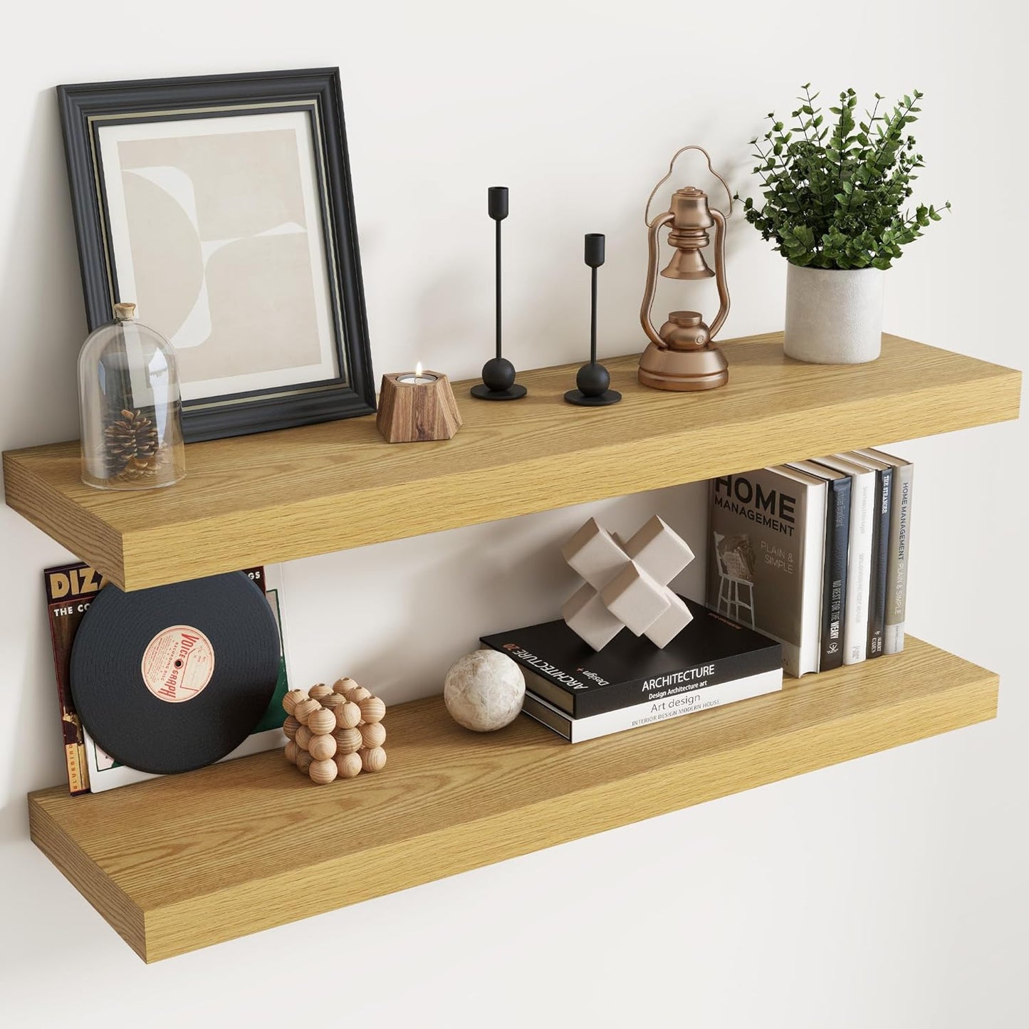 Floating Shelves for Wall with Invisible Brackets - Oak Set